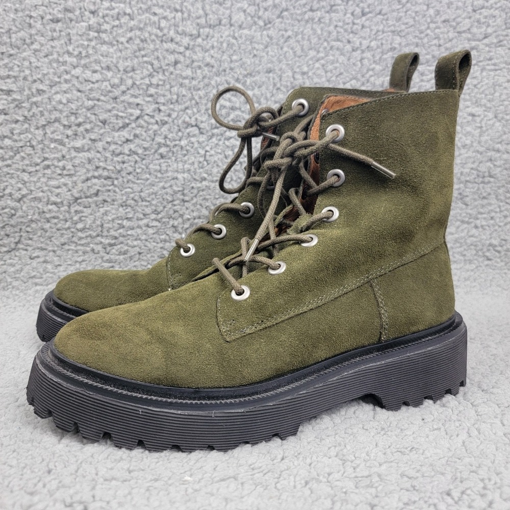 Madewell Rayna Lace-Up Lugsole Boot SuedeGreen Preppy Punk Hippie‎ Combat 7.5 - Picture 2 of 10